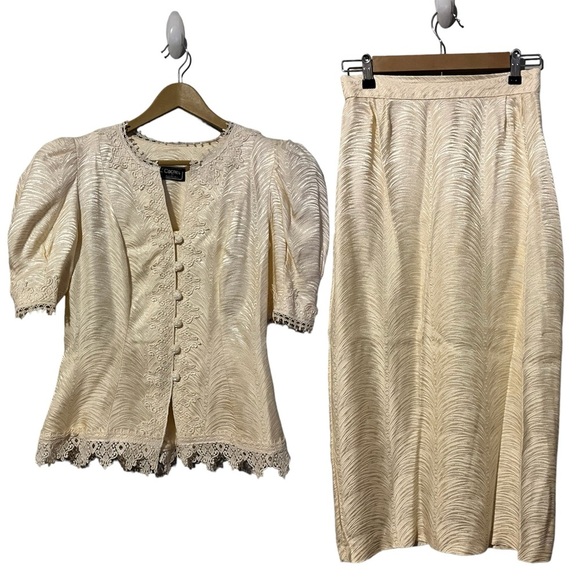 Cachet By Bari Protas Vintage 80’s Ivory White Lace Wedding Set - Size 7/8 - Picture 1 of 16